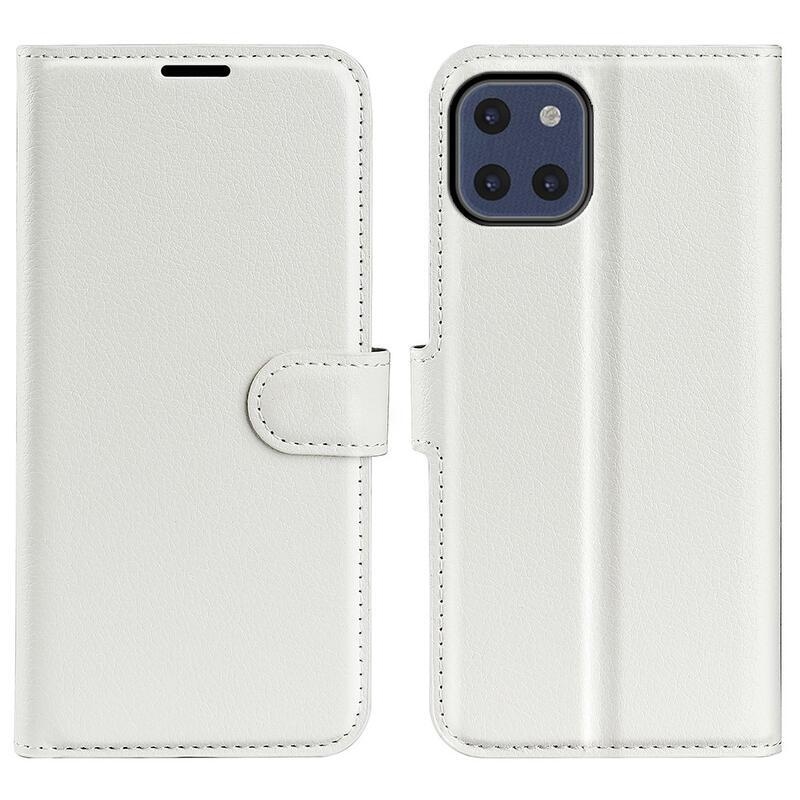 Litchi PU kožené peněženkové pouzdro na mobil Samsung Galaxy A03 - bílé