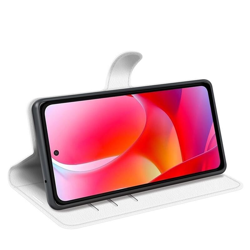 Litchi PU kožené peněženkové pouzdro na mobil Samsung Galaxy A03 - bílé