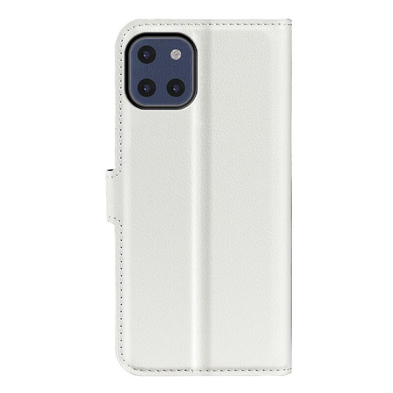 Litchi PU kožené peněženkové pouzdro na mobil Samsung Galaxy A03 - bílé