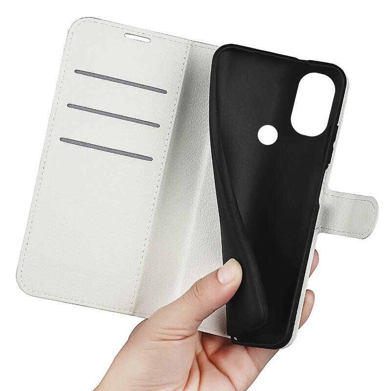 Litchi PU kožené peněženkové pouzdro na mobil Samsung Galaxy A03 - bílé