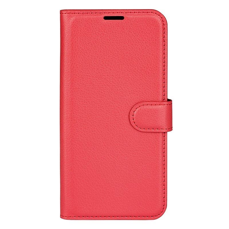 Litchi PU kožené peněženkové pouzdro na mobil Samsung Galaxy A03 - červené