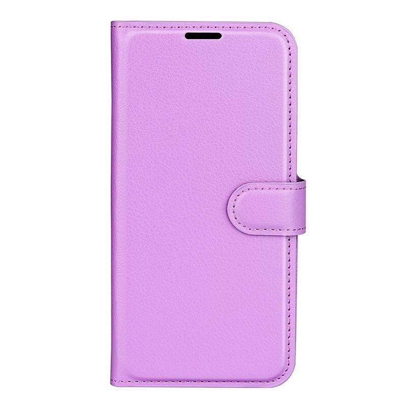 Litchi PU kožené peněženkové pouzdro na mobil Samsung Galaxy A03 - fialové