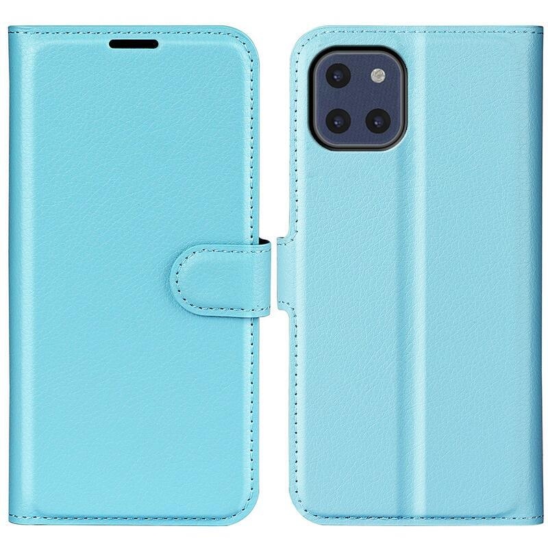 Litchi PU kožené peněženkové pouzdro na mobil Samsung Galaxy A03 - modré