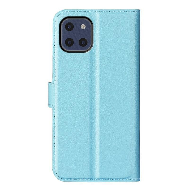 Litchi PU kožené peněženkové pouzdro na mobil Samsung Galaxy A03 - modré
