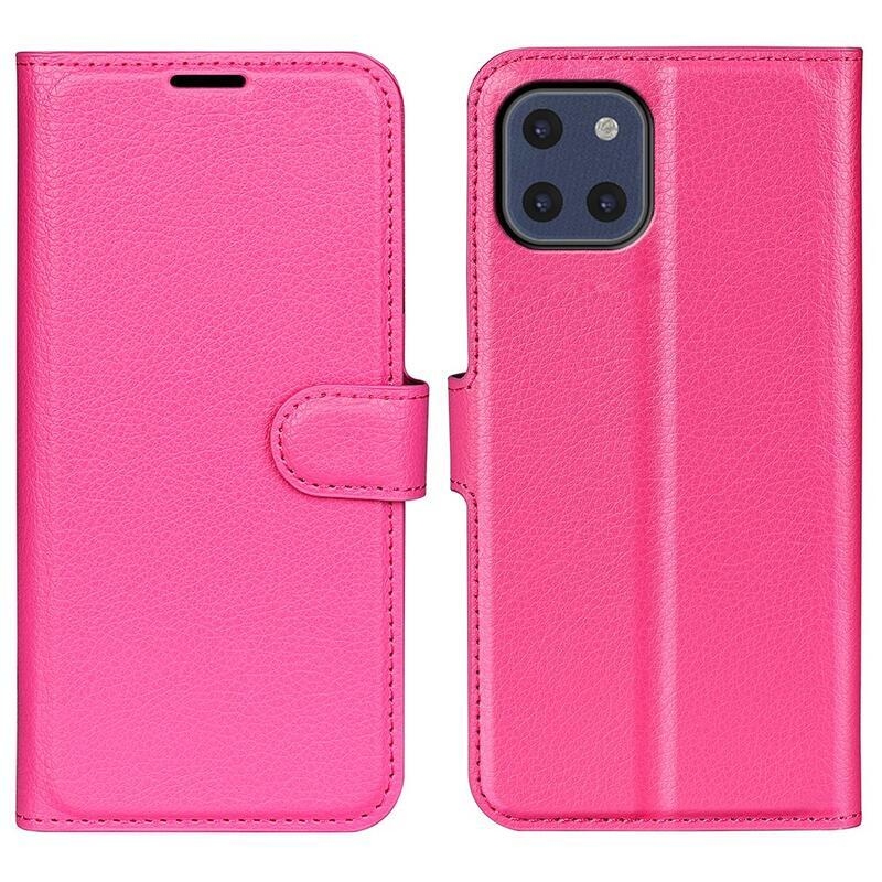 Litchi PU kožené peněženkové pouzdro na mobil Samsung Galaxy A03 - rose
