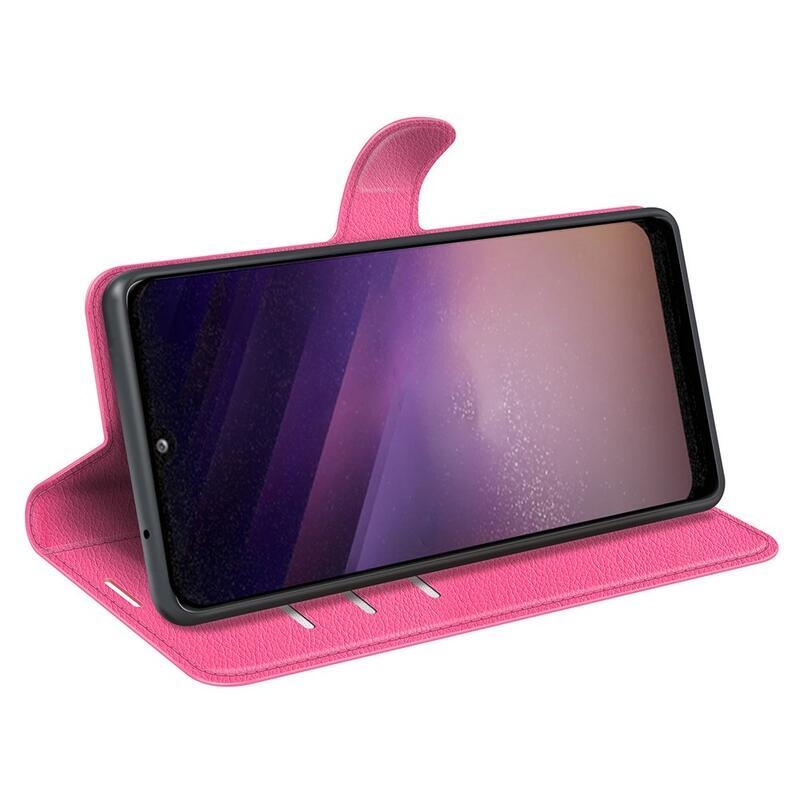 Litchi PU kožené peněženkové pouzdro na mobil Samsung Galaxy A03 - rose