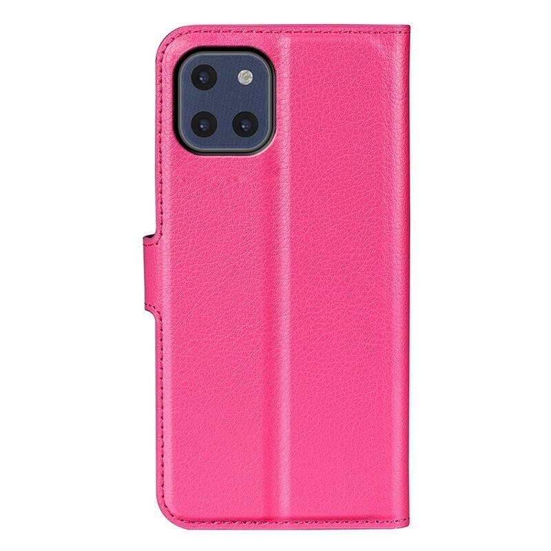 Litchi PU kožené peněženkové pouzdro na mobil Samsung Galaxy A03 - rose
