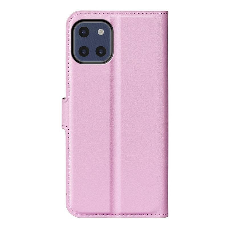 Litchi PU kožené peněženkové pouzdro na mobil Samsung Galaxy A03 - růžové