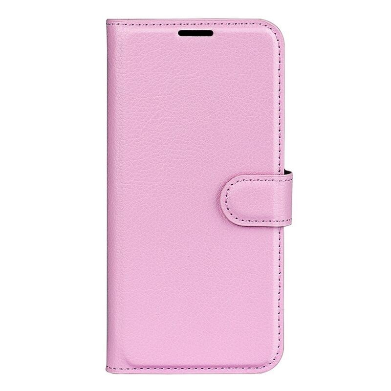 Litchi PU kožené peněženkové pouzdro na mobil Samsung Galaxy A03 - růžové