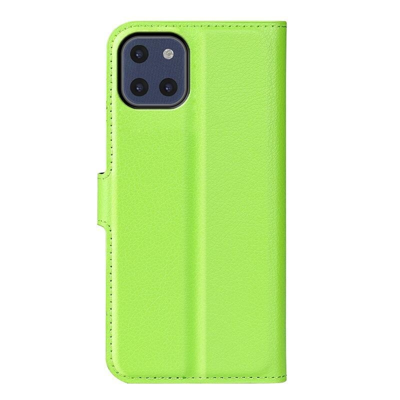 Litchi PU kožené peněženkové pouzdro na mobil Samsung Galaxy A03 - zelené