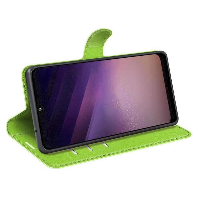 Litchi PU kožené peněženkové pouzdro na mobil Samsung Galaxy A03 - zelené