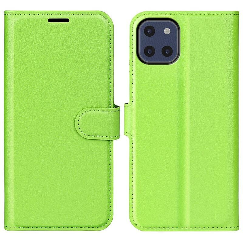 Litchi PU kožené peněženkové pouzdro na mobil Samsung Galaxy A03 - zelené