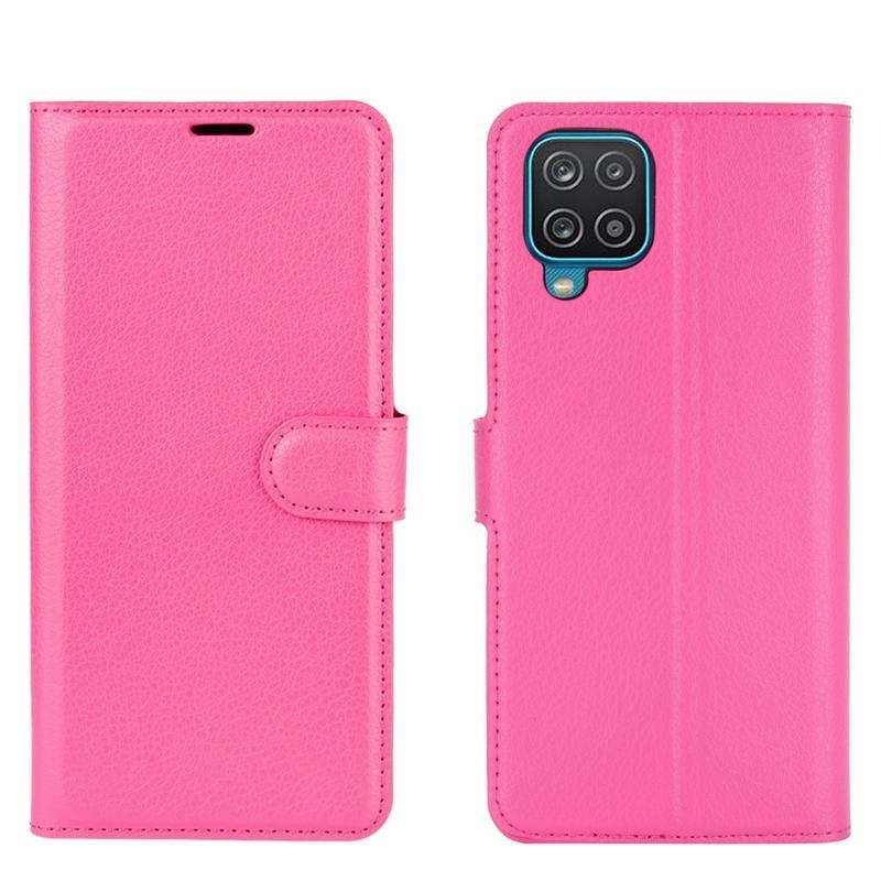 Litchi PU kožené peněženkové pouzdro na mobil Samsung Galaxy A12/M12 - rose