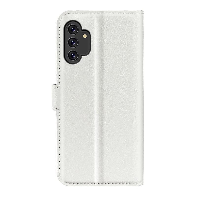 Litchi PU kožené peněženkové pouzdro na mobil Samsung Galaxy A13 4G - bílé