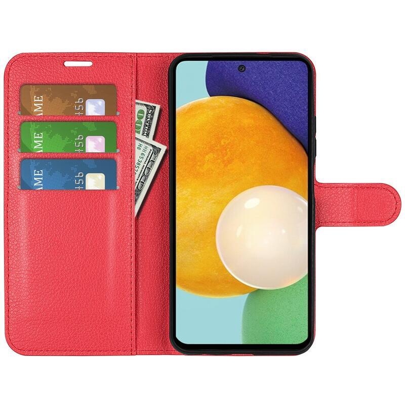 Litchi PU kožené peněženkové pouzdro na mobil Samsung Galaxy A13 4G - červené