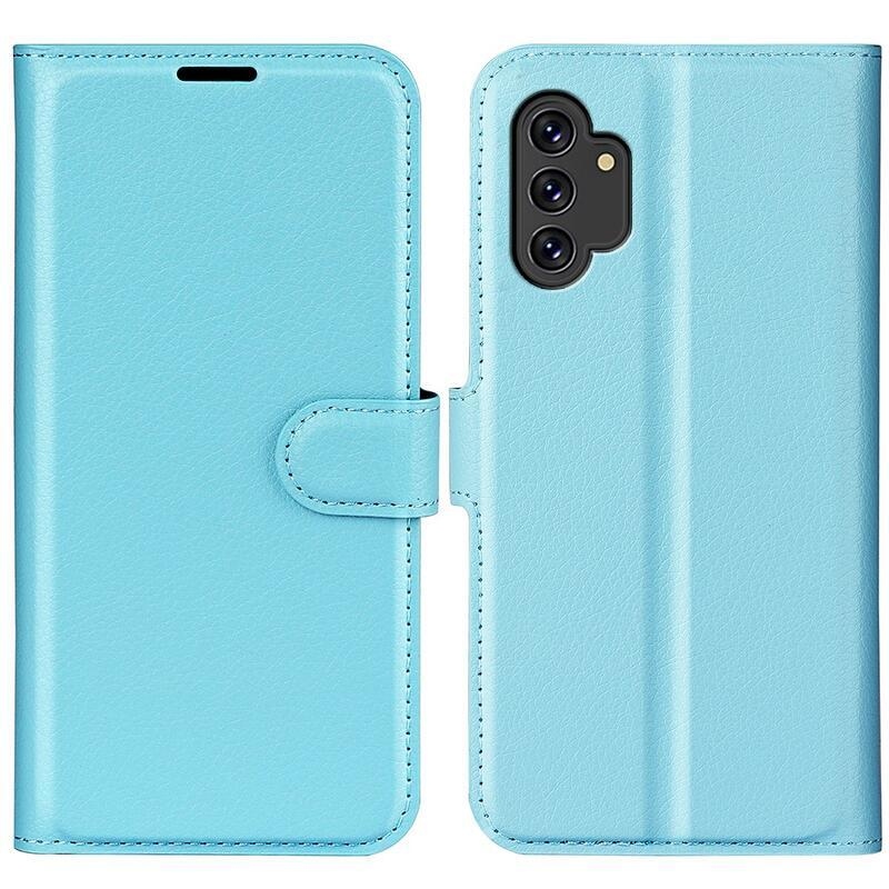 Litchi PU kožené peněženkové pouzdro na mobil Samsung Galaxy A13 4G - modré
