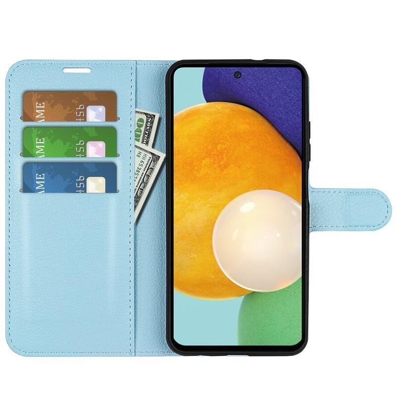 Litchi PU kožené peněženkové pouzdro na mobil Samsung Galaxy A13 4G - modré