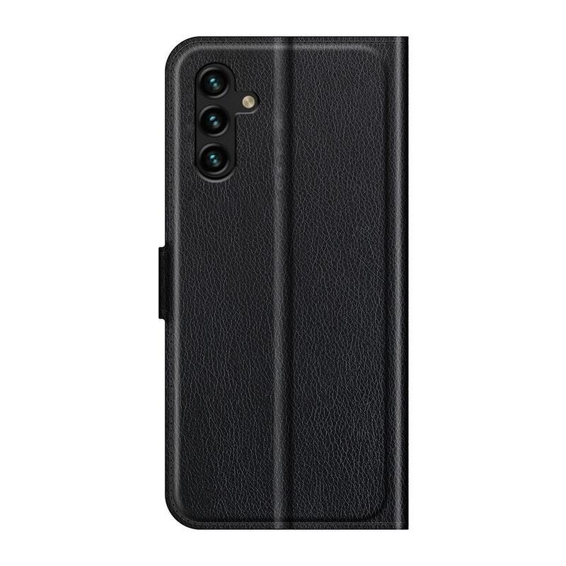 Litchi PU kožené peněženkové pouzdro na mobil Samsung Galaxy A13 5G/Galaxy A04s (164.7 x 76.7 x 9.1 mm) - černé
