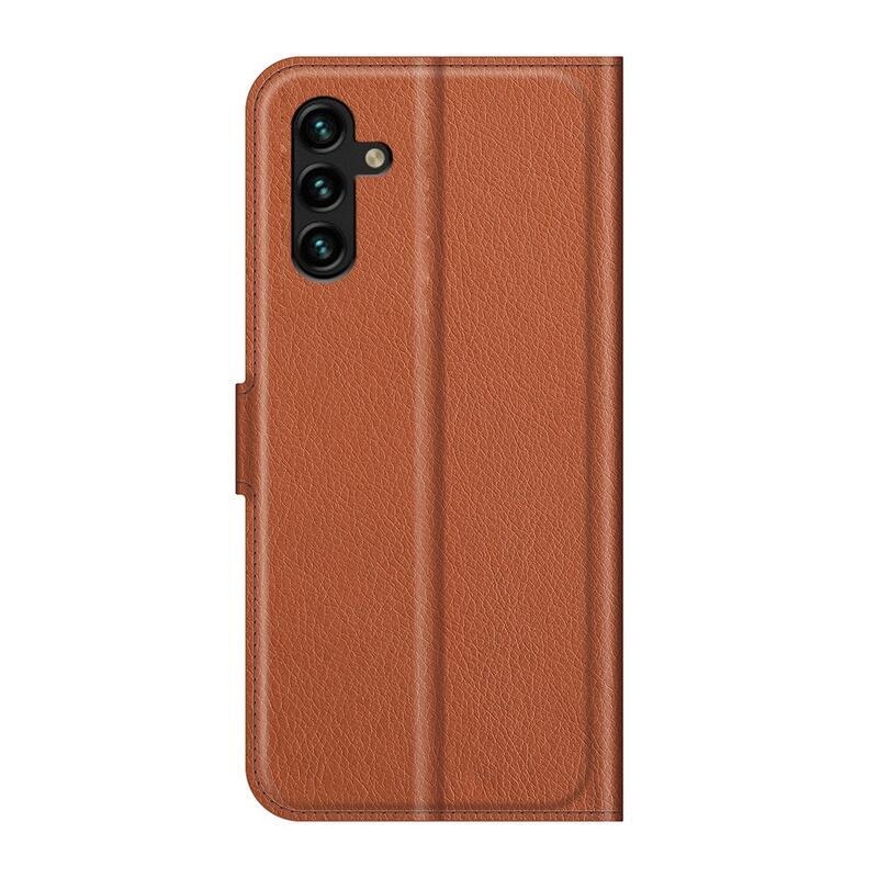 Litchi PU kožené peněženkové pouzdro na mobil Samsung Galaxy A13 5G/Galaxy A04s (164.7 x 76.7 x 9.1 mm) - hnědé