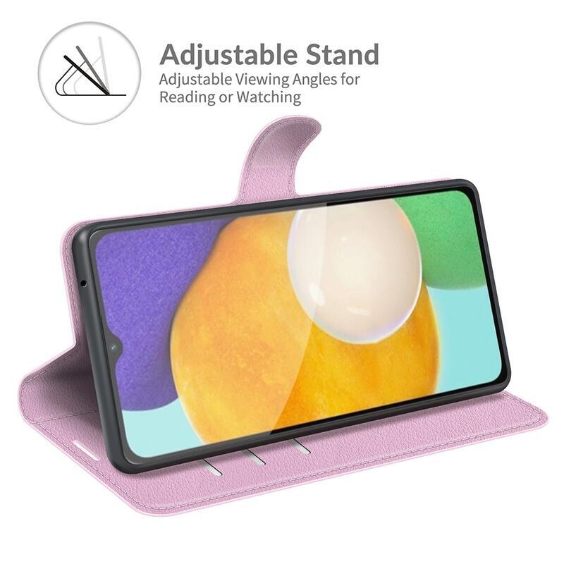 Litchi PU kožené peněženkové pouzdro na mobil Samsung Galaxy A13 5G/Galaxy A04s (164.7 x 76.7 x 9.1 mm) - růžové