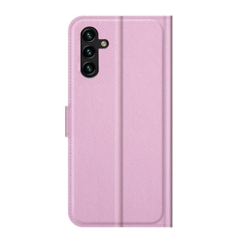 Litchi PU kožené peněženkové pouzdro na mobil Samsung Galaxy A13 5G/Galaxy A04s (164.7 x 76.7 x 9.1 mm) - růžové