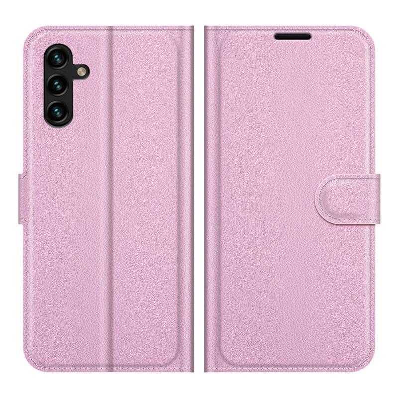 Litchi PU kožené peněženkové pouzdro na mobil Samsung Galaxy A13 5G/Galaxy A04s (164.7 x 76.7 x 9.1 mm) - růžové