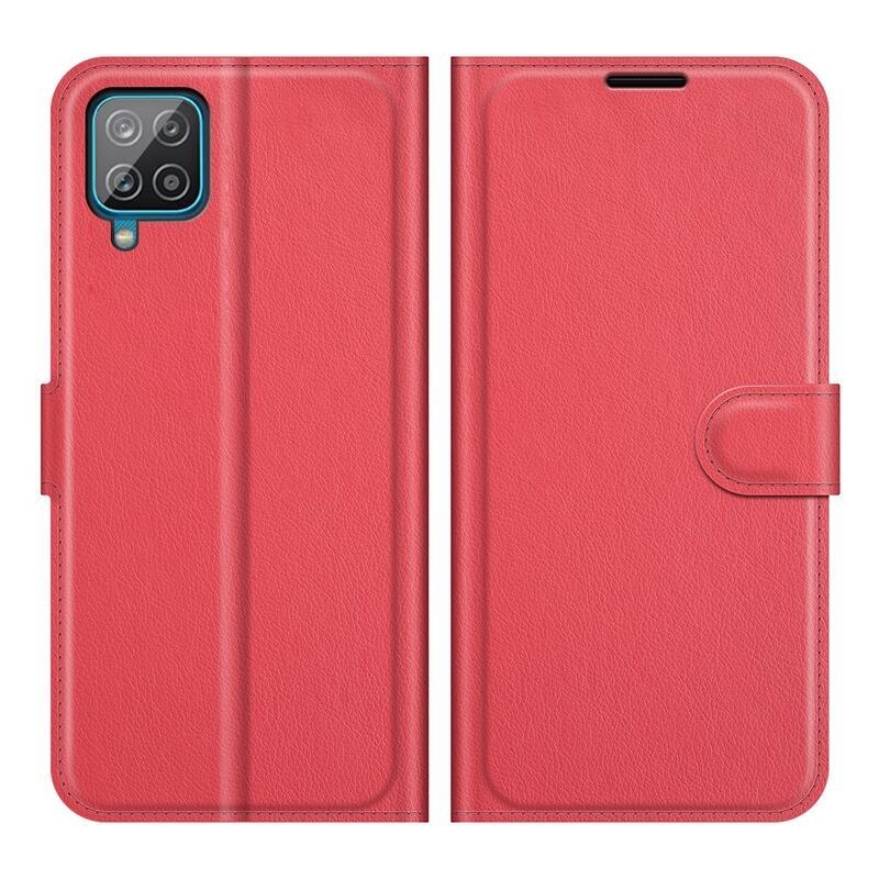 Litchi PU kožené peněženkové pouzdro na mobil Samsung Galaxy A22 4G/M22 - červené