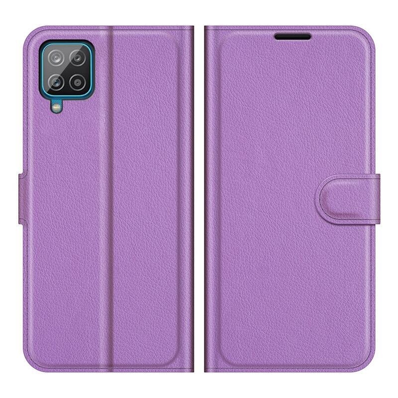 Litchi PU kožené peněženkové pouzdro na mobil Samsung Galaxy A22 4G/M22 - fialové