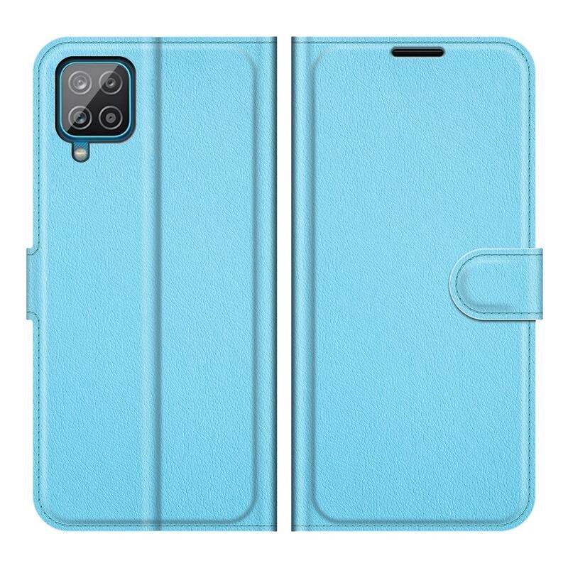 Litchi PU kožené peněženkové pouzdro na mobil Samsung Galaxy A22 4G/M22 - modré