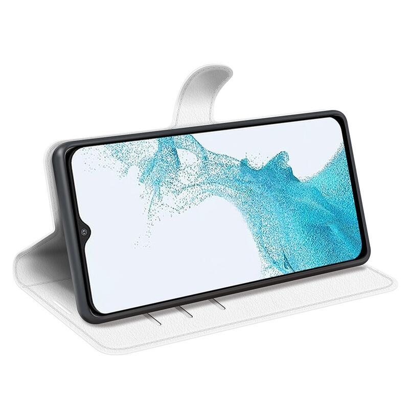 Litchi PU kožené peněženkové pouzdro na mobil Samsung Galaxy A23 4G/5G - bílé
