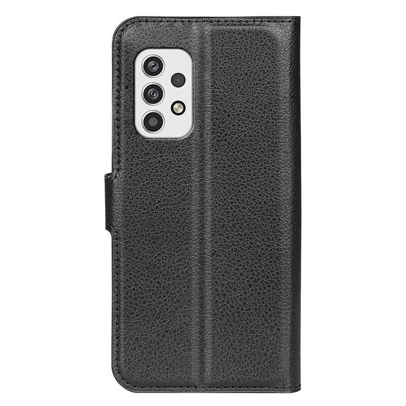 Litchi PU kožené peněženkové pouzdro na mobil Samsung Galaxy A23 4G/5G - černé