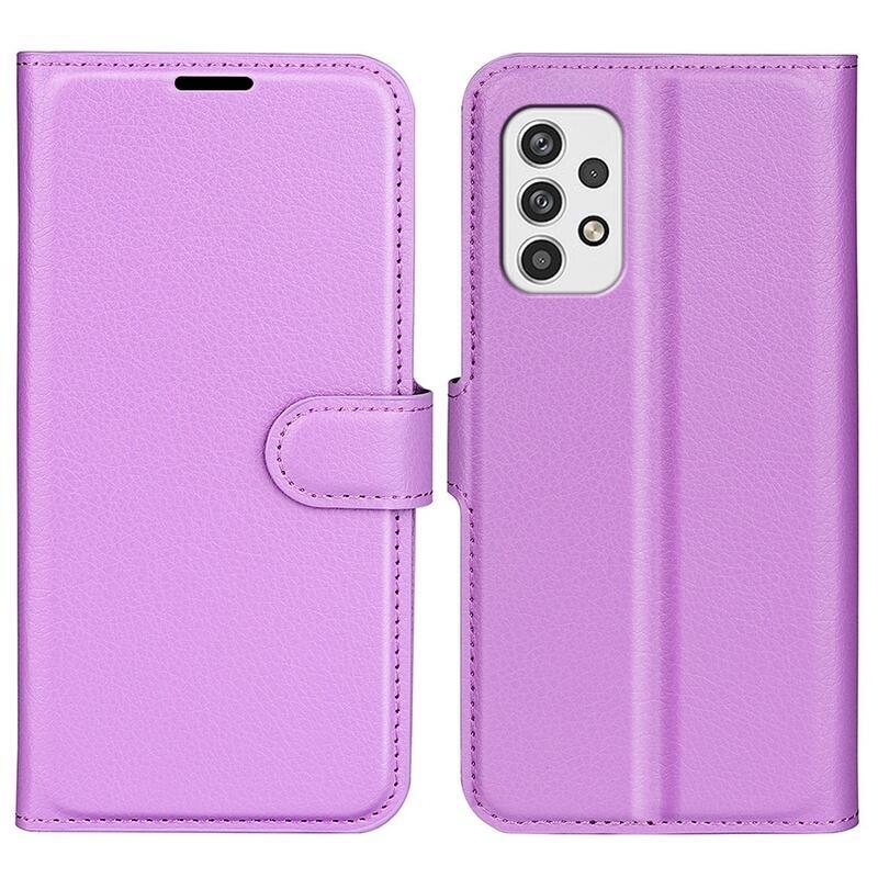 Litchi PU kožené peněženkové pouzdro na mobil Samsung Galaxy A23 4G/5G - fialové
