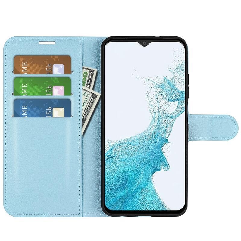 Litchi PU kožené peněženkové pouzdro na mobil Samsung Galaxy A23 4G/5G - modré