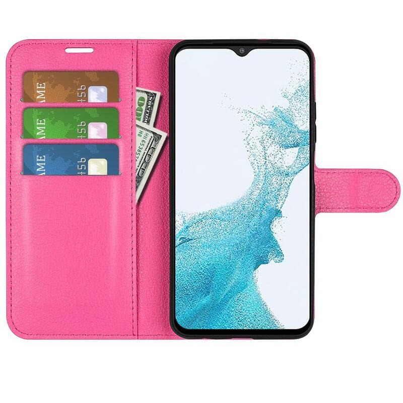 Litchi PU kožené peněženkové pouzdro na mobil Samsung Galaxy A23 4G/5G - rose