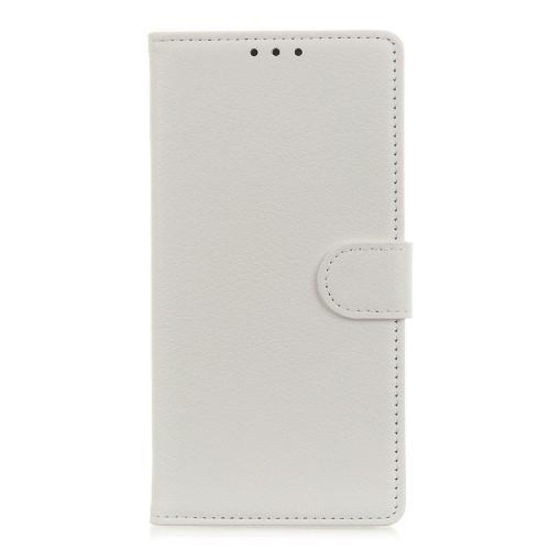Litchi PU kožené peněženkové pouzdro na mobil Samsung Galaxy A30 / A20 - bílý