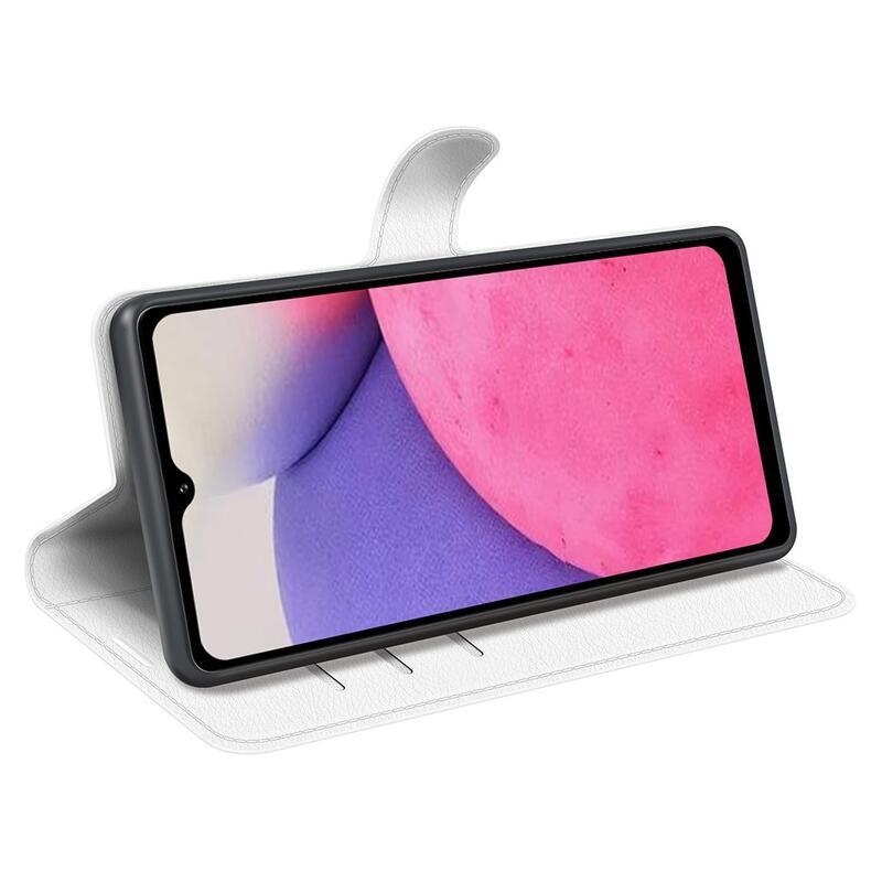 Litchi PU kožené peněženkové pouzdro na mobil Samsung Galaxy A33 5G - bílé
