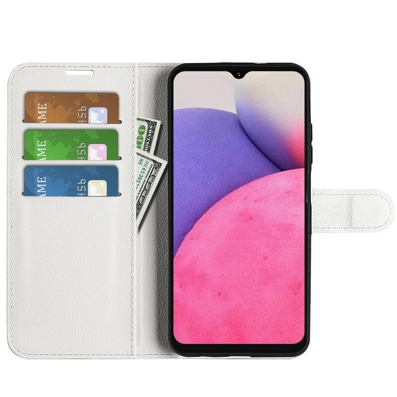 Litchi PU kožené peněženkové pouzdro na mobil Samsung Galaxy A33 5G - bílé