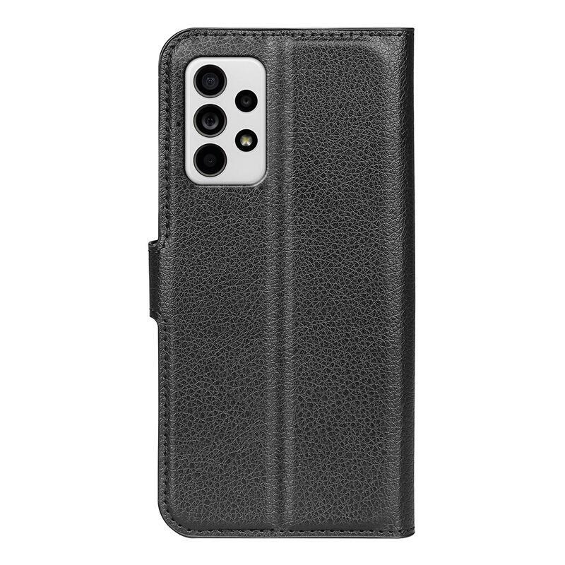 Litchi PU kožené peněženkové pouzdro na mobil Samsung Galaxy A33 5G - černé
