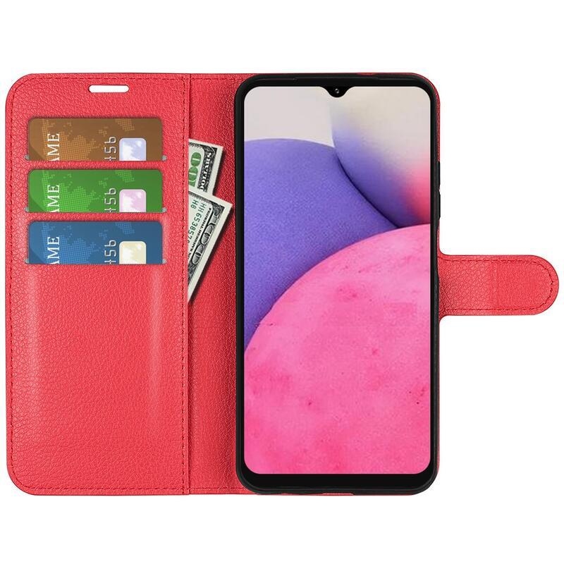 Litchi PU kožené peněženkové pouzdro na mobil Samsung Galaxy A33 5G - červené