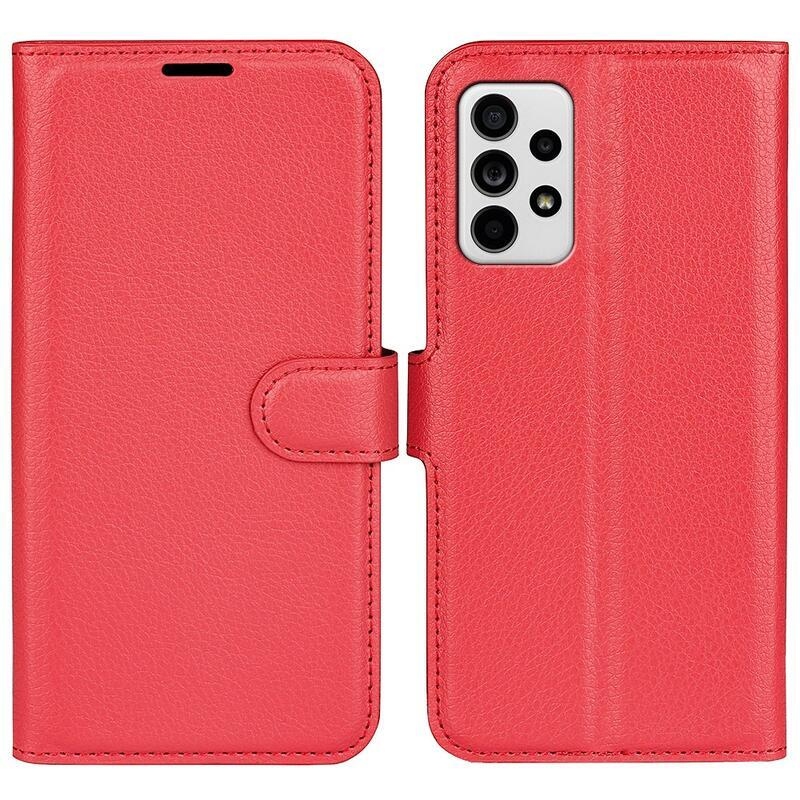 Litchi PU kožené peněženkové pouzdro na mobil Samsung Galaxy A33 5G - červené