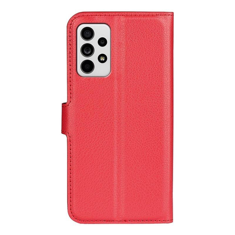 Litchi PU kožené peněženkové pouzdro na mobil Samsung Galaxy A33 5G - červené