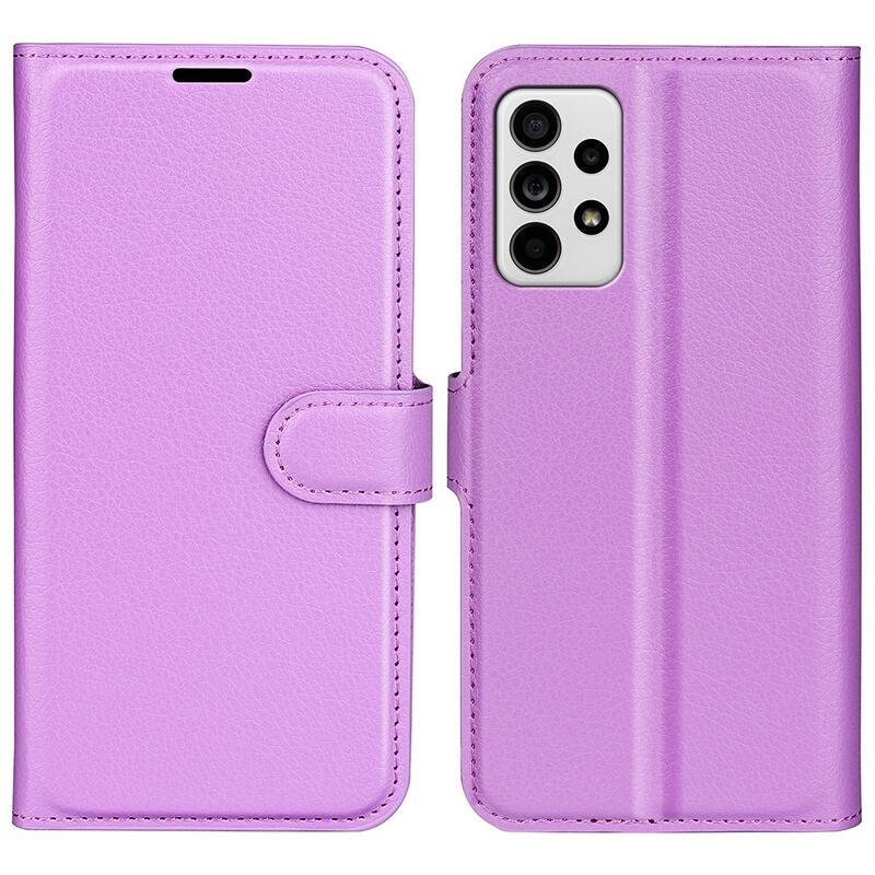Litchi PU kožené peněženkové pouzdro na mobil Samsung Galaxy A33 5G - fialové