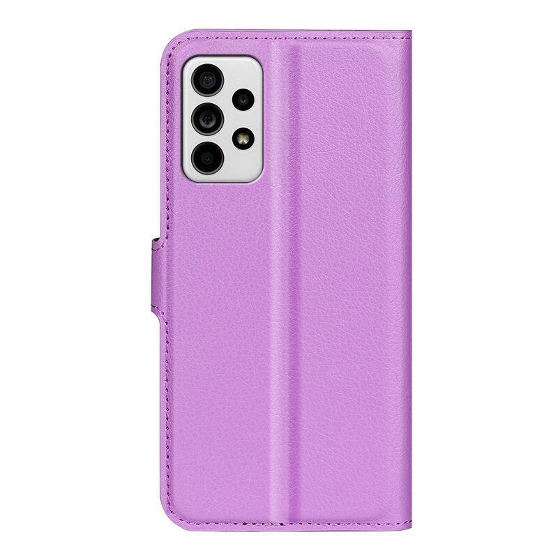 Litchi PU kožené peněženkové pouzdro na mobil Samsung Galaxy A33 5G - fialové