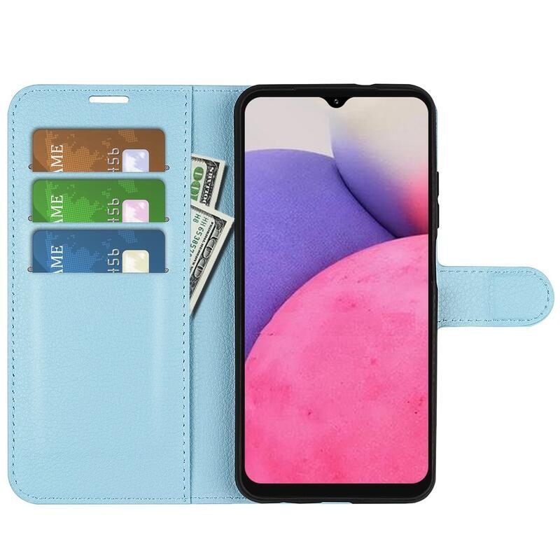 Litchi PU kožené peněženkové pouzdro na mobil Samsung Galaxy A33 5G - modré