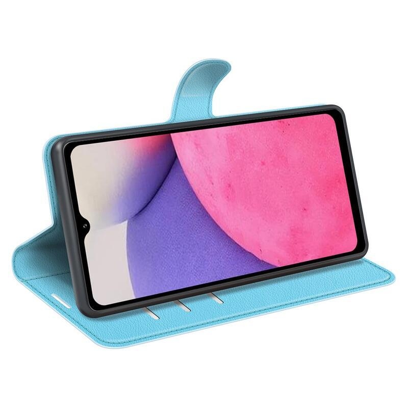 Litchi PU kožené peněženkové pouzdro na mobil Samsung Galaxy A33 5G - modré