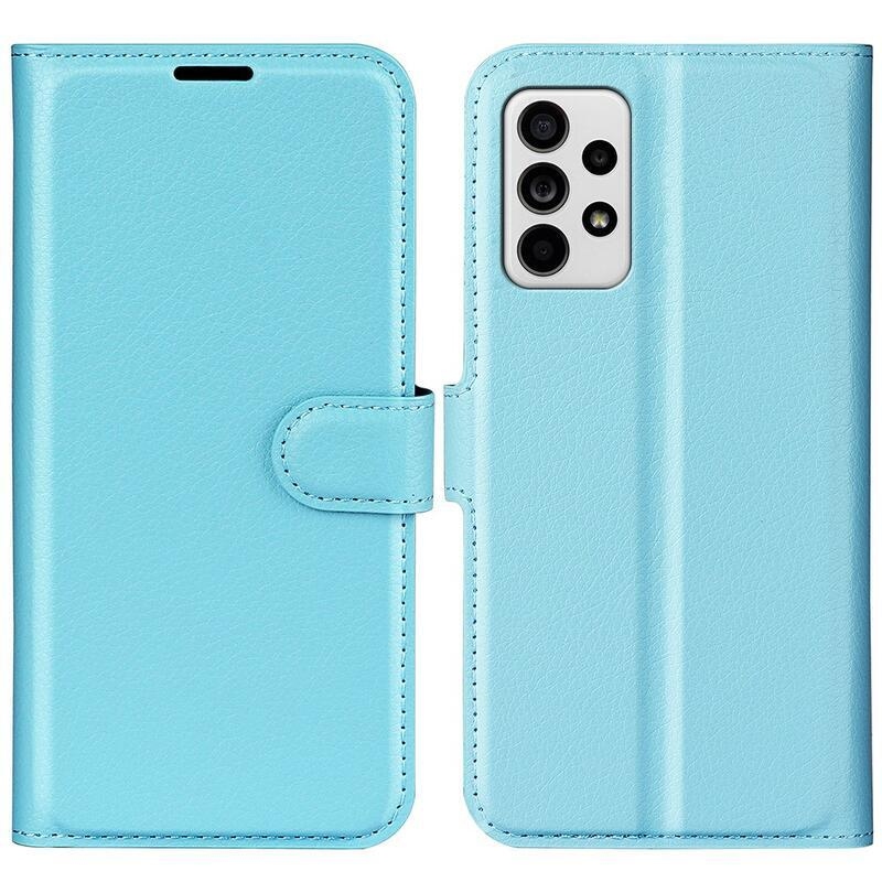 Litchi PU kožené peněženkové pouzdro na mobil Samsung Galaxy A33 5G - modré