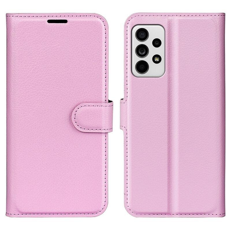 Litchi PU kožené peněženkové pouzdro na mobil Samsung Galaxy A33 5G - růžové
