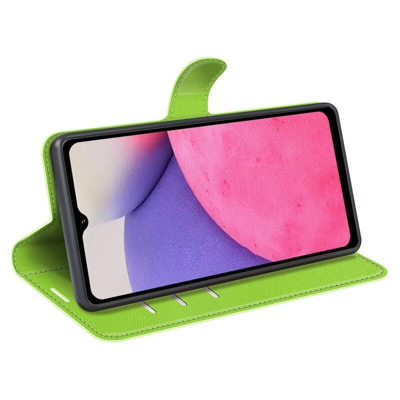 Litchi PU kožené peněženkové pouzdro na mobil Samsung Galaxy A33 5G - zelené