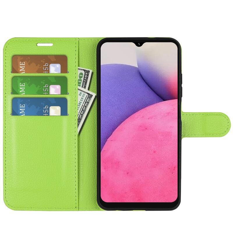 Litchi PU kožené peněženkové pouzdro na mobil Samsung Galaxy A33 5G - zelené