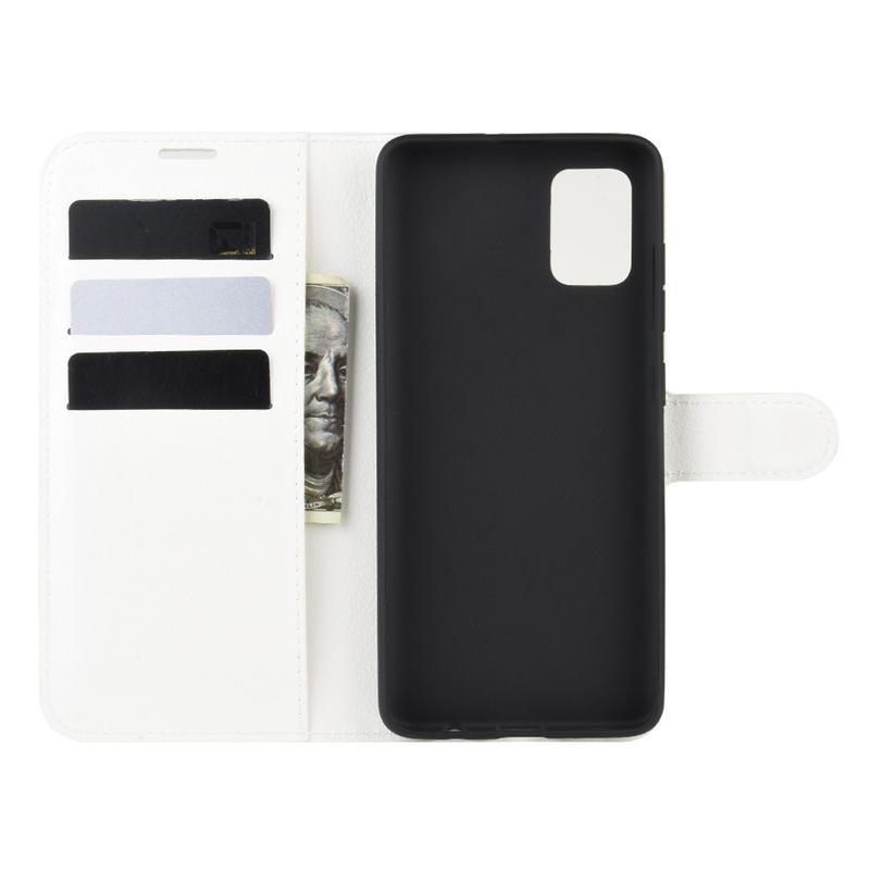 Litchi PU kožené peněženkové pouzdro na mobil Samsung Galaxy A51 5G - bílé